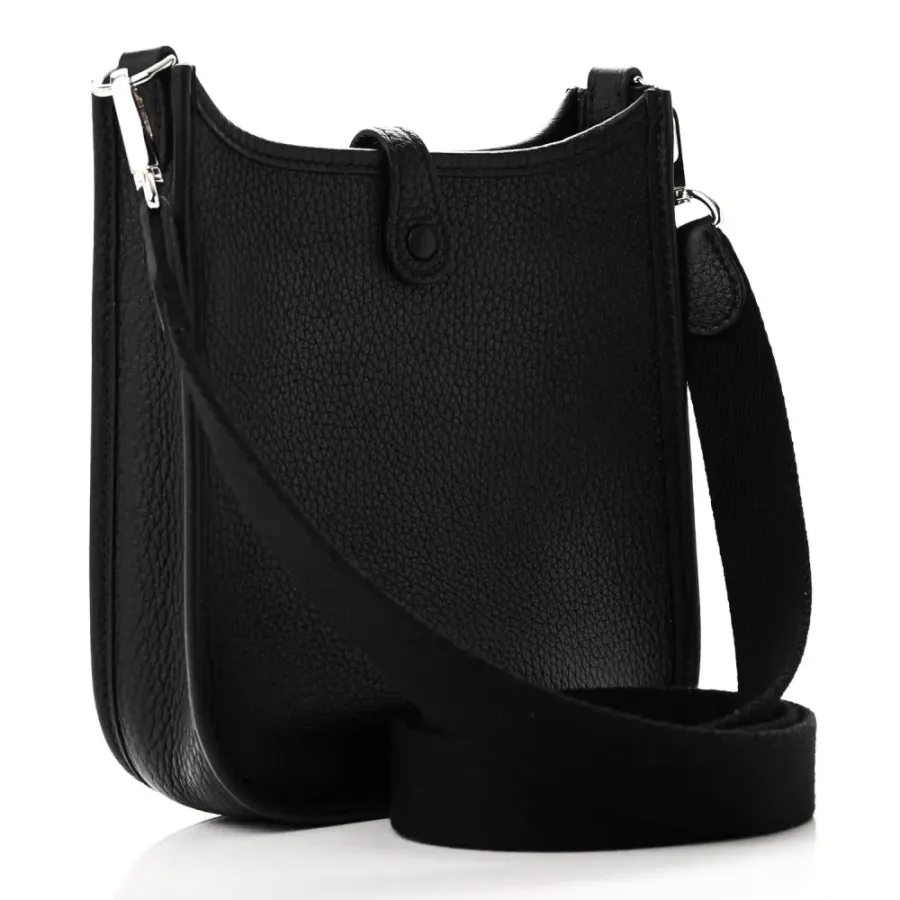 Hermès Evelyne TPM Black Taurillon Clemence Leather Silver Hardware