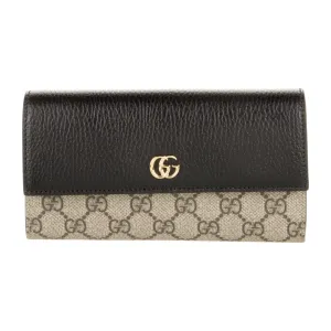 Gucci Medium Printed Continental Wallet Black and Brown Matelassé Chevron Leather Gold Hardware