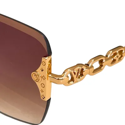 Louis Vuitton square frame glasses brown/silver/eggplant/teal/green color Size 58口18-140