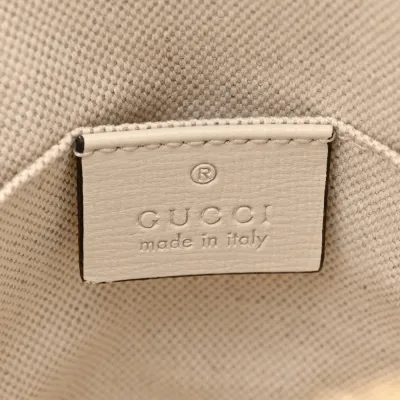 Gucci Mini Horsebit 1955 Top Handle Bag Beige / Ebony / Mystic White GG Supreme Monogram Canvas & Azalea Calfskin Leather Gold Hardware