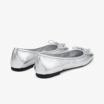 JIMMY CHOO Silver leather flats