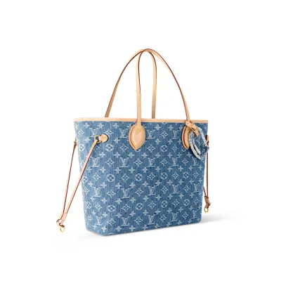 Louis Vuitton Neverfull Monogram Denim MM Gold Hardware