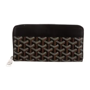 Goyard Large Matignon Continental Wallet Black Goyardine Printed Canvas Silver Hardware