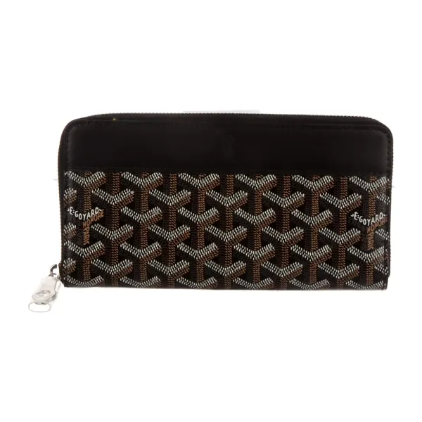 Goyard Large Matignon Continental Wallet Black Goyardine Printed Canvas Silver Hardware