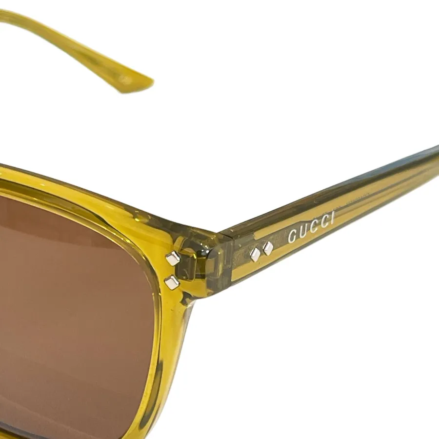 Gucci square frame glasses mustard/black/leopard color Size 57口18-145