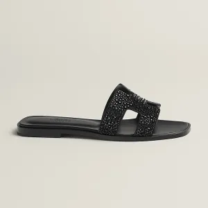HERMES Oran Black Slippers