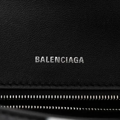 Balenciaga Small Hourglass Top Handle Bag Black/White Smooth Calfskin Leather Spray Polka Dot Silver Hardware