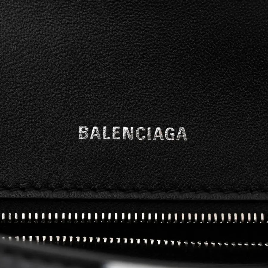 Balenciaga Small Hourglass Top Handle Bag Black/White Smooth Calfskin Leather Spray Polka Dot Silver Hardware