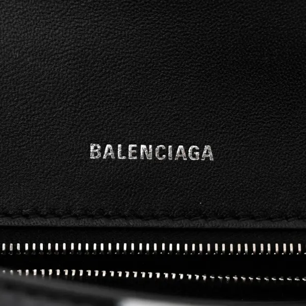 Balenciaga Small Hourglass Top Handle Bag Black/White Smooth Calfskin Leather Spray Polka Dot Silver Hardware - Image 2