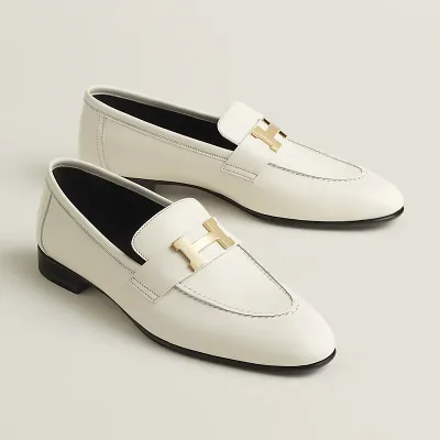 HERMES Paris White Loafers