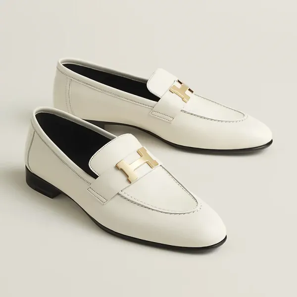 HERMES Paris White Loafers - Image 3