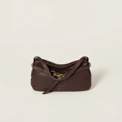 Miu Miu Aventure Nappa Quilted Lambskin Leather Deep Brown Shoulder Bags