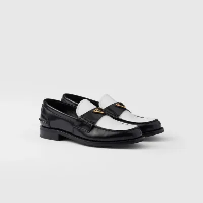 PRADA Two-tone shiny leather loafers