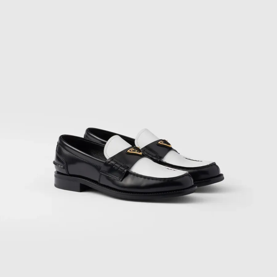 PRADA Two-tone shiny leather loafers