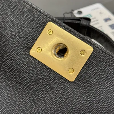 Chanel Lleboy Black Quilted Shiny Calfskin Leather / Quilted Caviar Leather Shoulder Bags Crossbody Bags