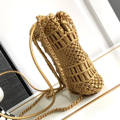 Chanel 22bags Gold Woven Cowhide Shoulder Bags