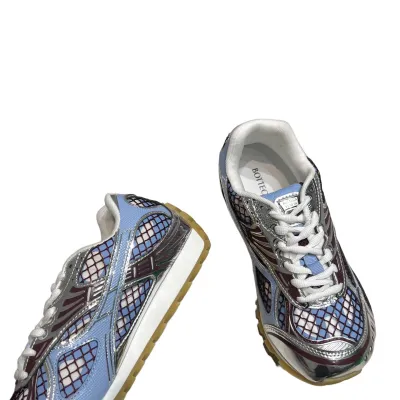 Bottega Veneta Orbit Sneakers In Blue/Red/Silver Technical Fabric And Mesh Lace-Up Sneaker