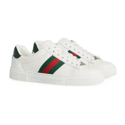 Gucci Ace series white sneakers woven fabric women's sports shoes
