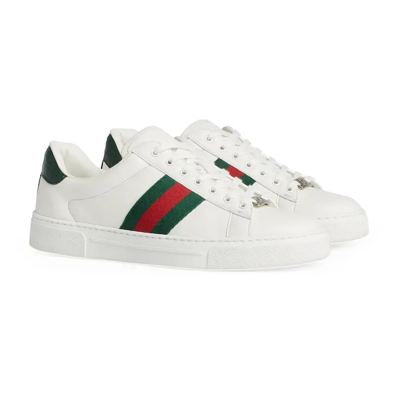 Gucci Ace series white sneakers woven fabric women's sports shoes