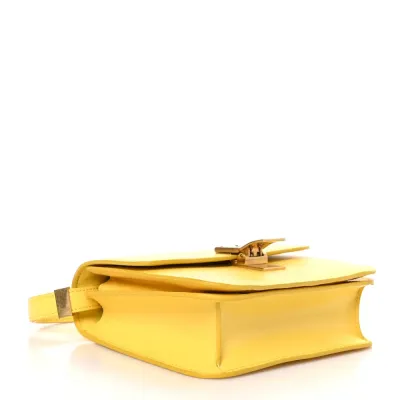 Celine Small Teen Classic Box Flap Bag Yellow Box Calfskin Leather Gold Hardware