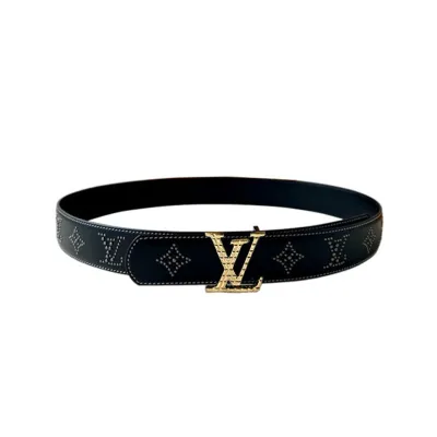 Louis Vuitton Men's Dimension Reversible Belt In Black Calfskin With Gold/Silver/Gun Black Hardware And Rhinestones 40mm