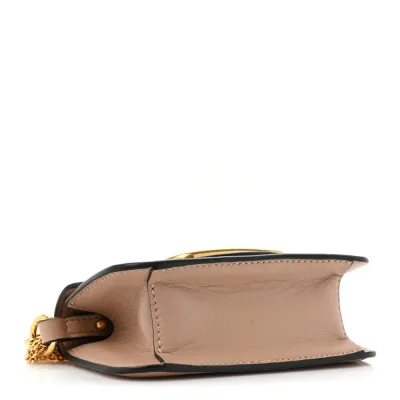 Valentino Garavani Micro VLogo Locò Shoulder Bag Poudre Calfskin Leather Gold Hardware