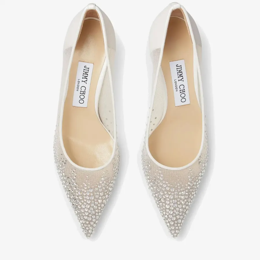 JIMMY CHOO White gradient crystal mesh pointed heels