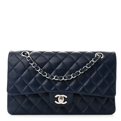 Designer Handbags Blue Quilted Caviar Leather