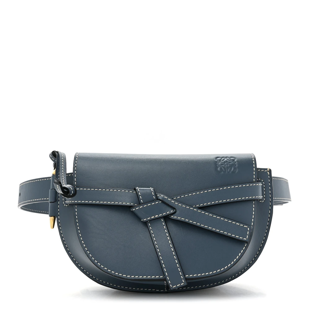 Loewe Gate Belt Bag Mini em Couro Bezerro Azul Aço