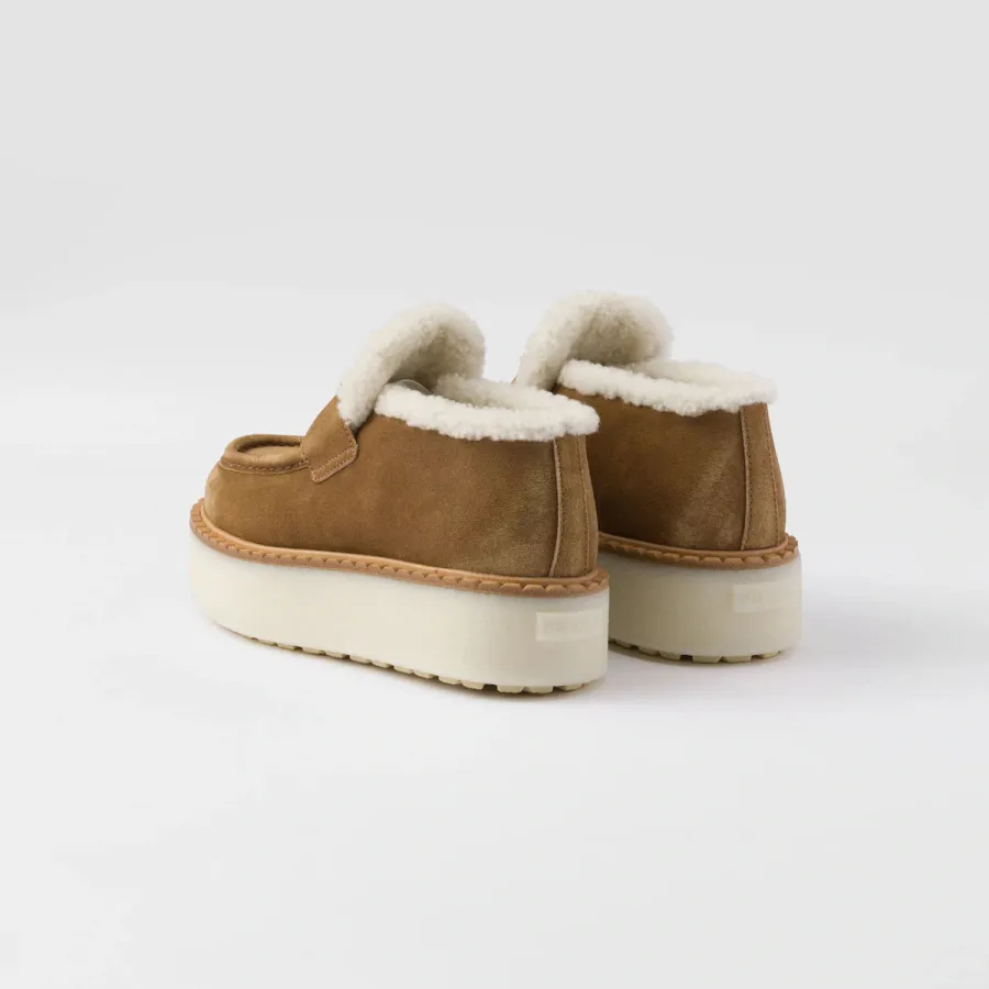 PRADA Cinnamon suede leather loafers