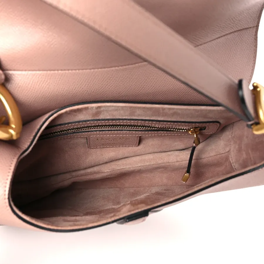 Dior Medium Saddle Bag Fard Grained Calfskin Leather Gold Hardware