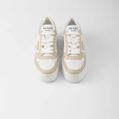 PRADA White and desert  leather sneakers