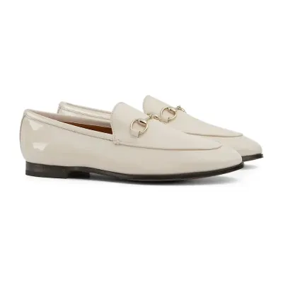 Gucci white patent leather loafers
