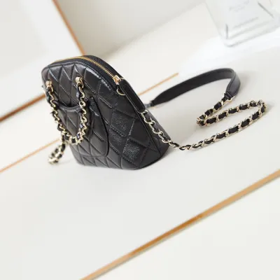 Chanel Black / Wine Red / Apricot color Quilted Lambskin Leather Crossbody Bags