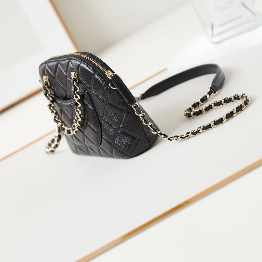 Chanel Black / Wine Red / Apricot color Quilted Lambskin Leather Crossbody Bags