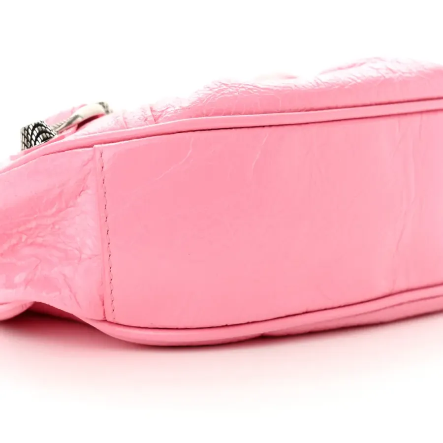 Balenciaga XS Le Cagole Shoulder Bag Candy Pink Agneau Arena Leather Silver Hardware