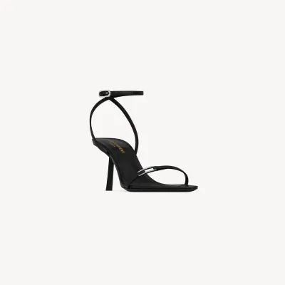 Yves Saint Laurent Black shiny leather high-heeled sandals
