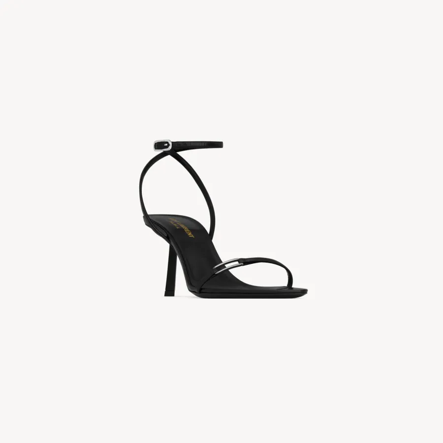 Yves Saint Laurent Black shiny leather high-heeled sandals