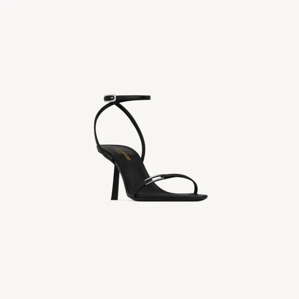 Yves Saint Laurent Black shiny leather high-heeled sandals - Image 2