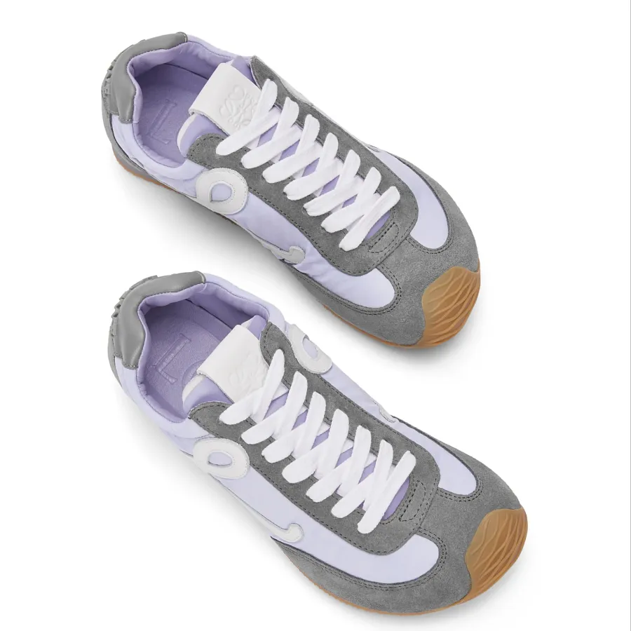 LOEWE Grey Puple Nylon and cow leather Ballet Runn er 2.0 sneakers for women
