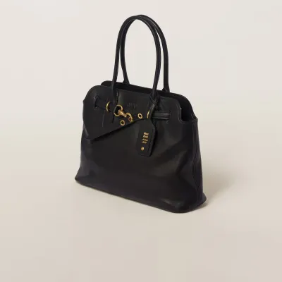 Miu Miu Aventure Nappa Calfskin Leather Black Top-Handle Bags