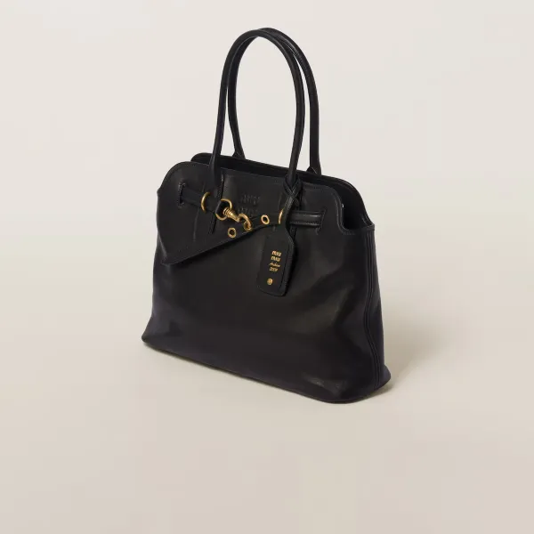 Miu Miu Aventure Nappa Calfskin Leather Black Top-Handle Bags - Image 3