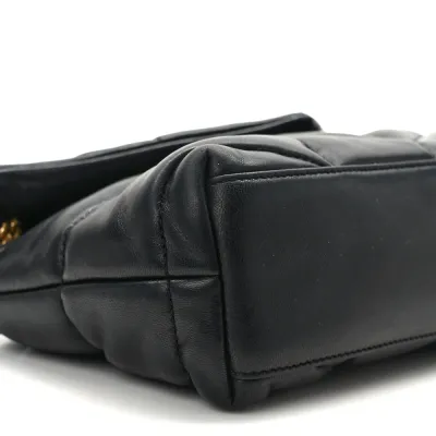 Saint Laurent Mini Loulou Chain Satchel Black Quilted Puffer Monogram Lambskin Leather Ruthenium Hardware