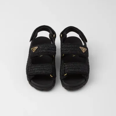 PRADA Black crocheted sandals