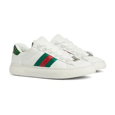 Gucci Ace series white sneakers woven fabric women's sports shoes