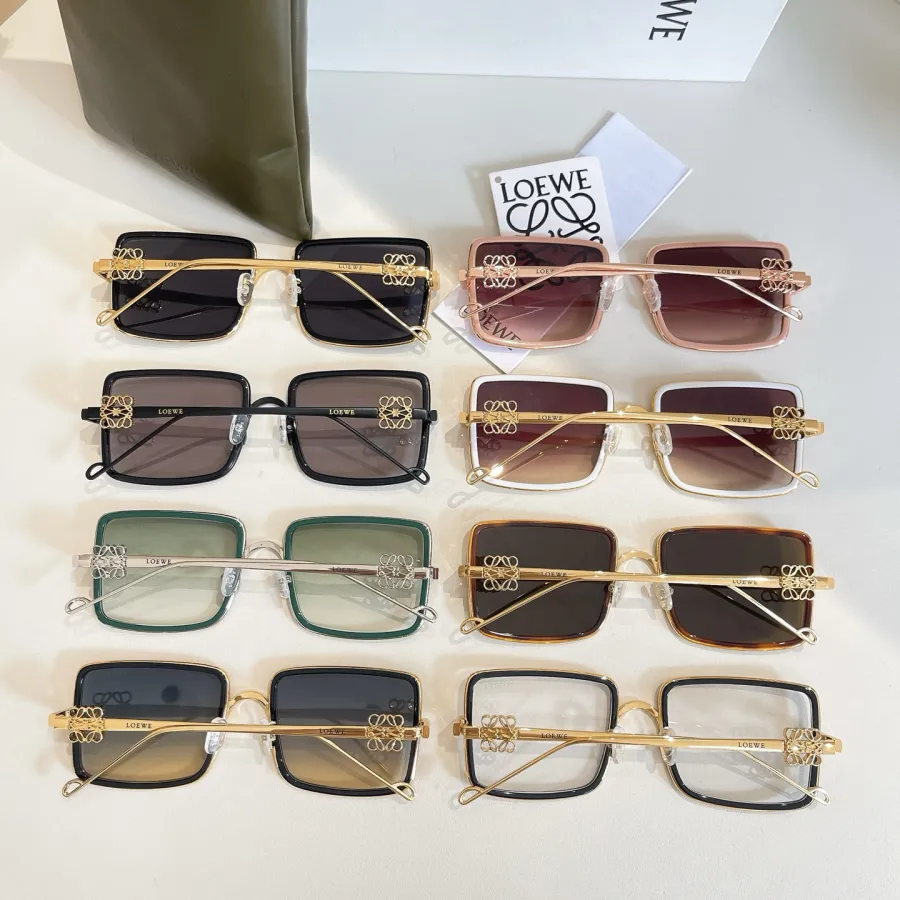 Loewe square frame glasses black gold/black/transparent black/pink/white/green/leopard/blue orange color Size 56口20-145
