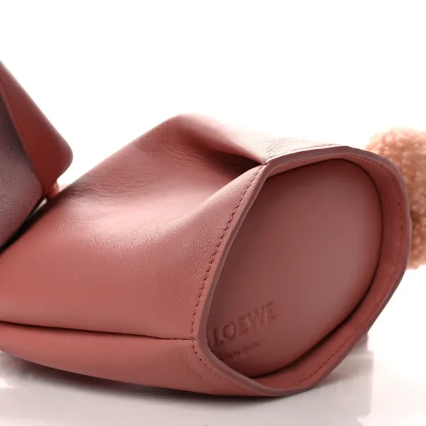 Loewe Bunny Shoulder Bag Small Peach Bloom Calfskin Leather & Shearling Silver Hardware - Image 4