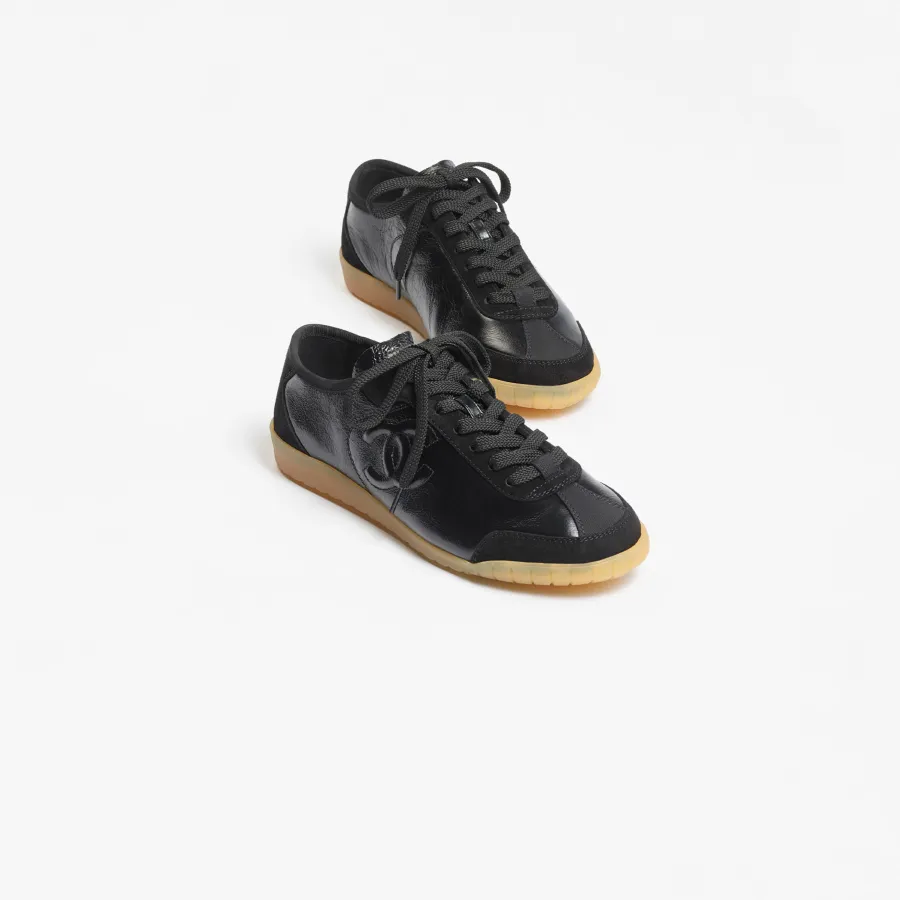 Black calfskin and suede Chanel Sneakers
