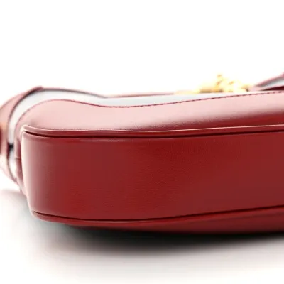 Gucci Small Bi-Color Jackie 1961 Hobo Blue Agata / New Cherry Red Boarded Dyana Lux Calfskin Leather Gold Hardware