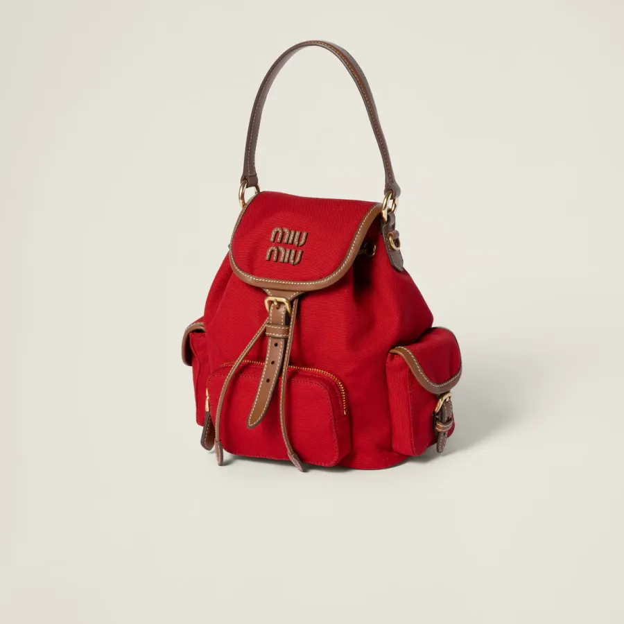 Miu Miu Red Canvas and Leather Backpacks